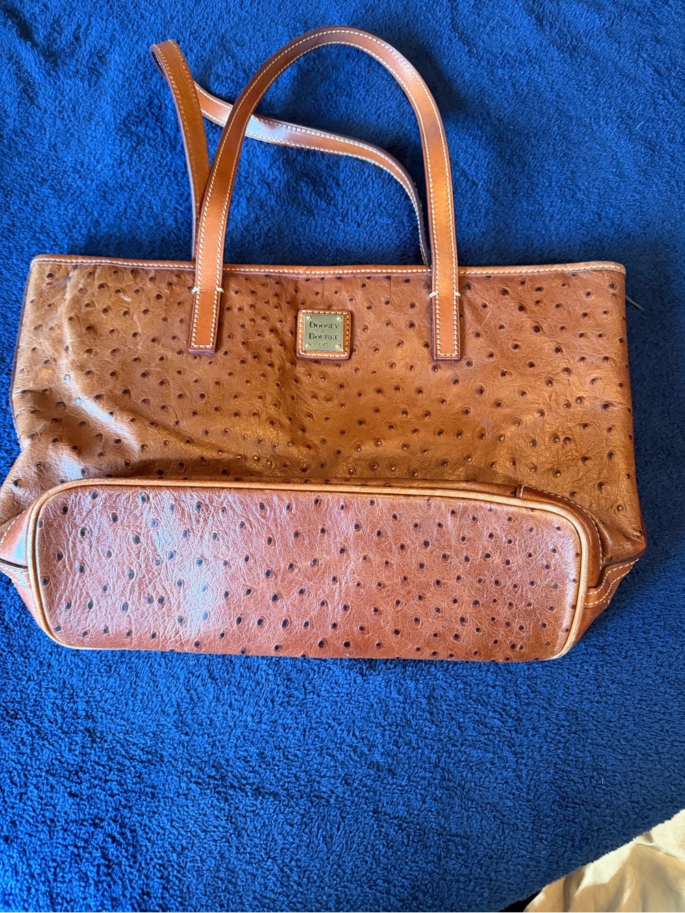 Dooney & Bourke Tan Ostrich-Embossed Leather Tote